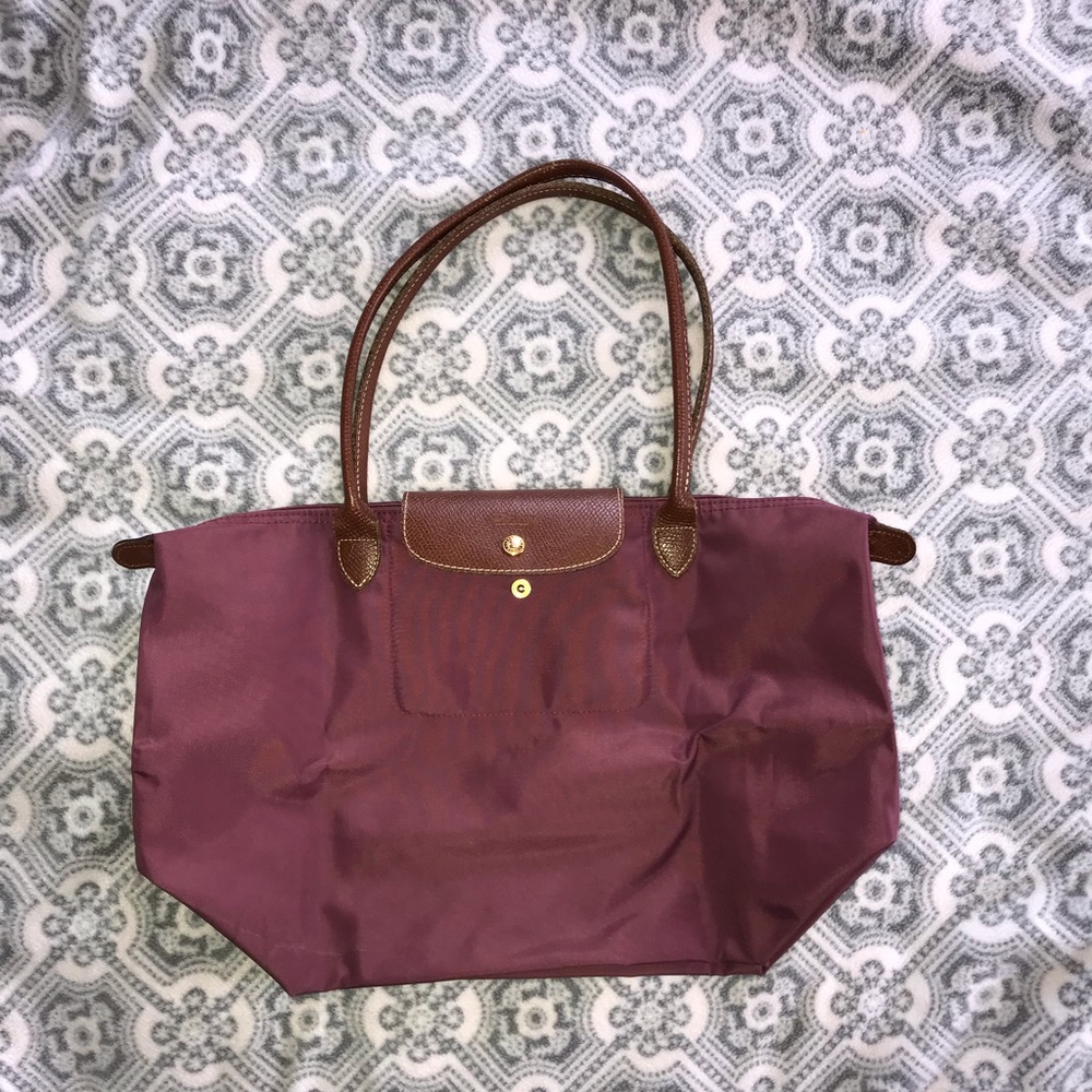 Purple Longchamp Le Pliage Large Tote